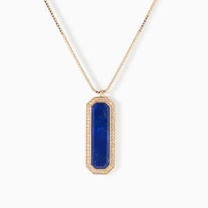 $198 Ora Ana Gold Natural Blue Lapis Lazuli The Vial Necklace with Pavé CZ Frame